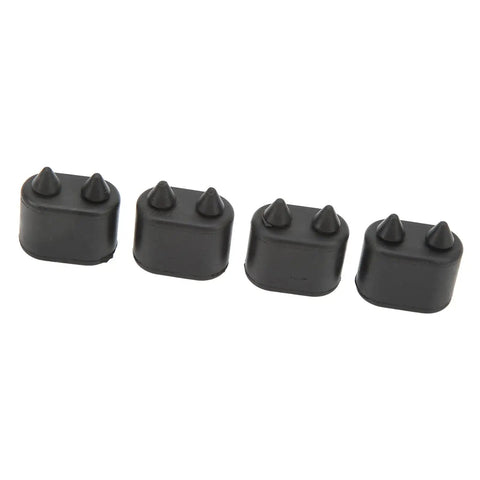 Premium 4 Pcs Rubber Door Jamb Bump Stop Kit For Chevy Olds Cutlass 68-72, 442 W30 W31 Hurst Rallye F85, Keeps Doors Quiet And Protects Body From Dings And Scratches Like A Boss. black rubber door bump stops shown as a 4-piece set