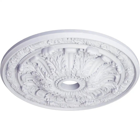 Flagstone Ceiling Medallion For Canopies 30 Inch Outer Diameter Inner Opening 3 7/8 Inches Projection 3 1/4 Inches Primed And Ready For Quick Install With Drill Glue Or Screws Fits Canopies Up To 3 7/8 Inches Lightweight Polyurethane Decorative