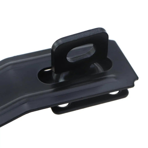 Close-up of heavy duty zinc steel swivel safety latch with mounting hole, part of 2 pack for cabinets and drawers.