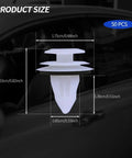 Diagram highlighting dimensions of 50 Pack Door Trim Panel Retainer Clips Replacement For 90467 A0005 Car Panel Clips.
