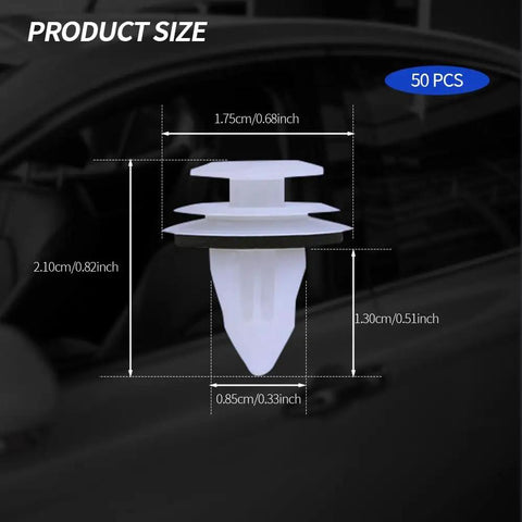 Diagram highlighting dimensions of 50 Pack Door Trim Panel Retainer Clips Replacement For 90467 A0005 Car Panel Clips.