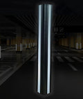 Heavy Duty Reflective Garage Wall Guard Plus Slick Rubber Corner Protector For Car Door Bumper Shield With High Visibility Night Safety Strip Tough As Nails Warehouse Parking Lot Anti Collision Bumper Guard Black on a column.