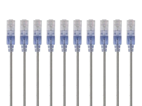 SlimRun Cat6A Ethernet Patch Cable 1ft Snagless RJ45 UTP 550MHz 10G Bare Copper 30AWG Blue 10-Pack for High-Density Data Centers