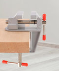 Tiny Bench Vise Clamp on Workbench for DIY Projects, Universal Drill Press Vise with Red Handles for Jewelry and Watch Repair