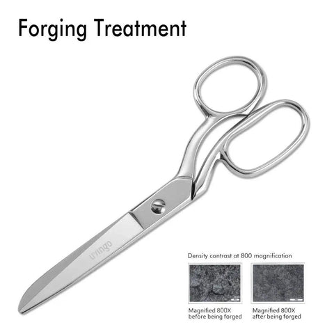 8 Inch Fabric Scissors For Sewing Professionals Ultra Sharp All Purpose Tailor Shears With Rust Resistant Stainless Steel Blades For Cutting Multi Layer Fabrics Perfect For Quilting, Dressmaking, And General Sewing Projects. Forged steel sewing scissors, side view