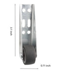 Two Pack Mini Long Frame Casters With Screws Rubber Wheels for furniture gliding and repair, 3.1x0.71 inch close-up view.