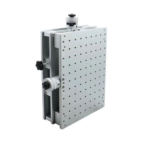 Top Shelf Xy Axis Manual Motion Stage With Precision Moving Table And Linear Guide Platform, 300mm x 220mm, silver finish.
