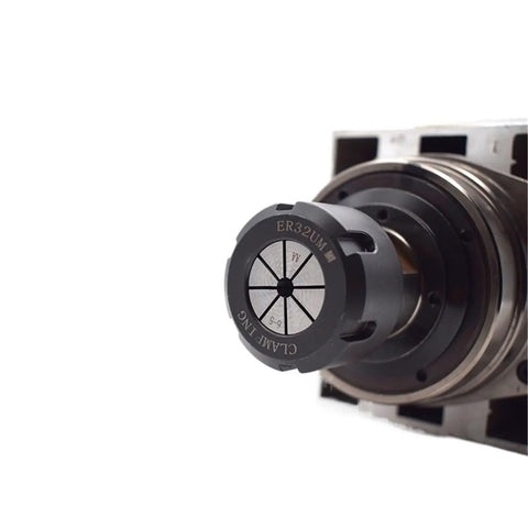 No Nonsense Air Cooled Spindle Motor Rig From Seven Point Five Kilowatts To Nine With Dual Voltage Hookup And Er32 Collet Chuck close-up of ER32 collet chuck.