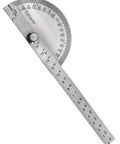 Top Tier Stainless Steel Angle Protractor Packing Killer Precision 0 To 180 Degree Readings For Woodworking Builds And Machinist Jobs With Laser Crisp Scale Markings, stainless steel protractor showing clear angle scale.