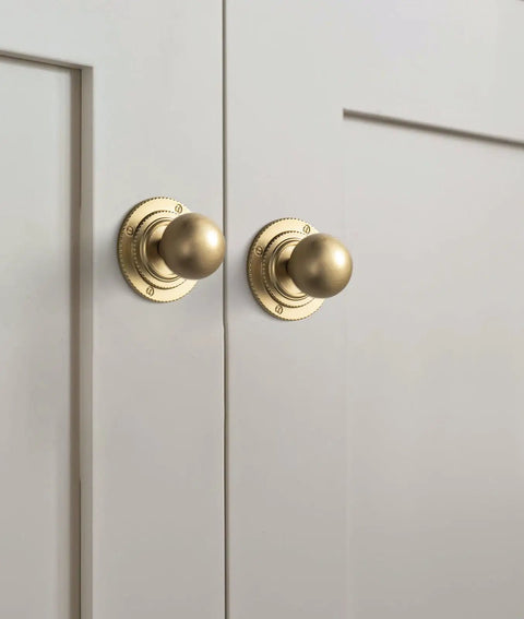 Champagne Bronze Cabinet Knobs With Backplate Set Of 6, Vintage Style Drawer Pulls on white cabinet doors