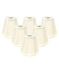 Set of six Deep Empire Lamp Shade in Eggshell 10 x 20 x 15 inches hand tailored silk type shantung fabric with softback lining