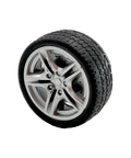 12 Piece RC Car Wheel Set With Rubber Tires And 3Mm Shafts For RC Cars Trucks Robots Boats And Helicopters Diy Model Building 48Mm Diameter 19Mm Wide Wheels And 100Mm Long Shafts, close-up of single wheel with rubber tire