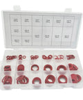Insulated O Type Flat Washer Kit, 14 Sizes, 150 Pcs, Inner 5mm to 18mm, Outer 10mm to 24mm, Sealing Gaskets, Heavy Duty Hardware Set for Auto, Plumbing, Machinery, and DIY Projects red washers in storage case