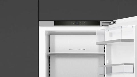 Panel Ready 24 Inch Integrated Refrigerator Freezer Combo With Automatic Ice Maker Built In Kitchen Appliance interior view with shelves.