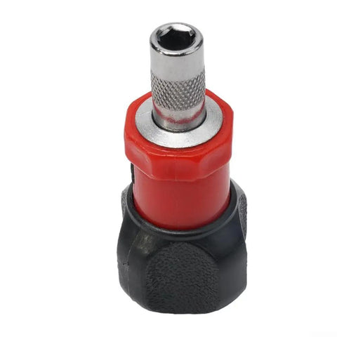 Heavy Duty Compact Quarter Inch Hex Ratchet Screwdriver With Quick Forward Reverse Switch and Slick Pocket Friendly Design, textured rubber grip.