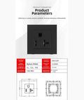 Heavy Hitter 20A AC Socket 5-15R Three Prong Outlet Built Tough With Flame Retardant PA66 Housing, detailed specifications and design.