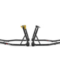 Heavy Duty Motorcycle Stand Lift 850lbs Front And Rear Combo with wheel base visible, built from stainless steel.