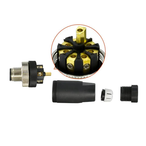 M12 8 Pin Male A Coding Straight Type Industrial Circular Connector IP67 field wireable sensor components