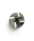 End mill bit, 5/16 in cutting diameter, 8 mm straight shank, HSS, 4-flute, top-down view