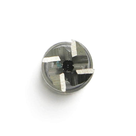 End mill bit, 5/16 in cutting diameter, 8 mm straight shank, HSS, 4-flute, top-down view