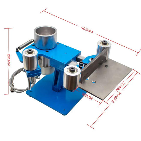 No Fluff 915X50MM Belt Grinder Machine Powered By Beast Mode 750W Brushless Motor in blue with steel components for knife sharpening.