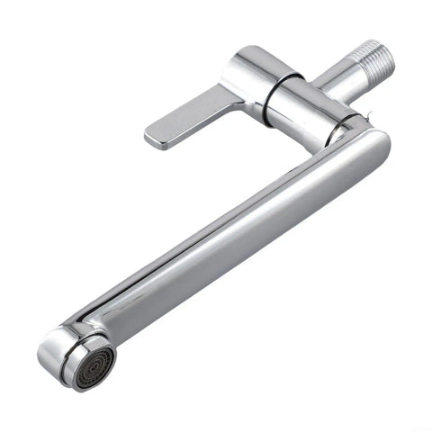 Cold Only Wall Mounted Faucet, Extended Reach 304 Stainless Steel Rotatable Kitchen Sink Tap with Single Lever for Mop Pool(20cm) close-up view.