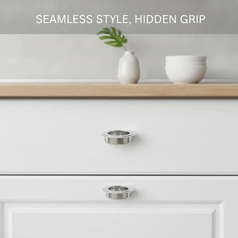 5 Pack Recessed Cabinet Pulls With 1.38 Inch Square Zinc Alloy Flush Mount Handles For Kitchen Drawers And Doors Hidden Finger Grip