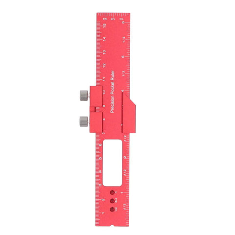 6 Inch Woodworking Ruler With Adjustable Sliding Stop, Aluminum Alloy Pocket Ruler With Engraved Scales For Marking