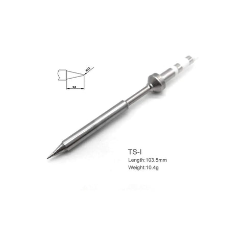 TS-I tip from 7 Piece Soldering Iron Tip Replacement Set For TS100 And Mini Digital Soldering Irons, 103.5mm length, 10.4g weight.