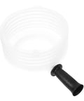 Transparent Drill Dust Collector Cover For Electric Drills And Grinders With Rock Solid Debris Shield view with a black handle.