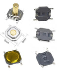 Metal Micro Momentary Tactile Push Button Switch Kit with 240 pieces SMT 4x4mm buttons, 5mm size, brass head, zinc pins