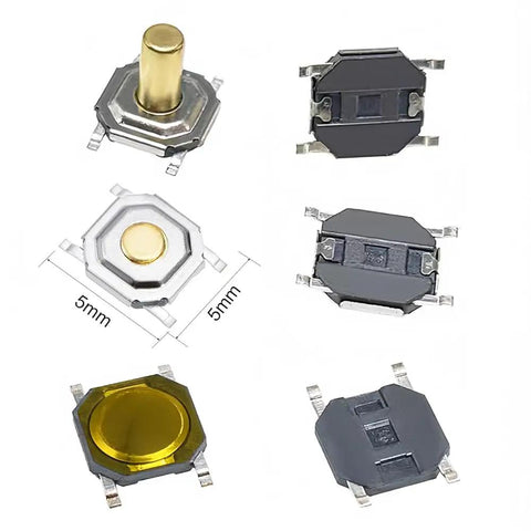 Metal Micro Momentary Tactile Push Button Switch Kit with 240 pieces SMT 4x4mm buttons, 5mm size, brass head, zinc pins
