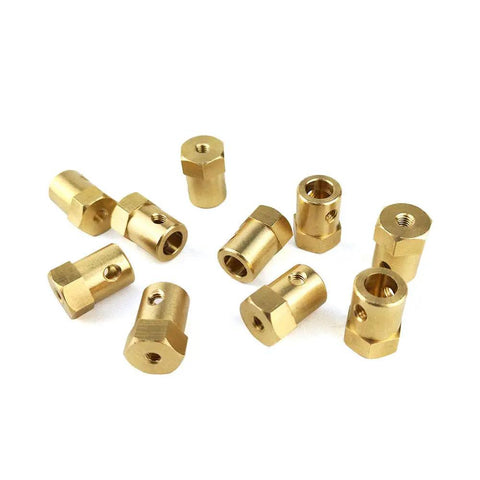 10 Pack 7mm Flexible Motor Couplers For DC Motors And Car Shafts Pro Grade Brass Linkage Connectors With M4 Screws And 4mm Allen Wrenches Great For Wheels Tires And Motor DIY Projects, brass couplers