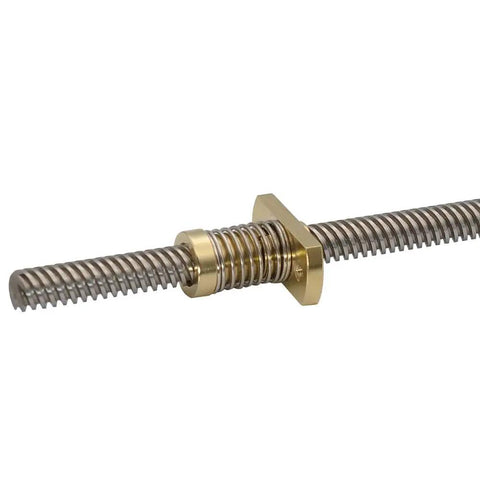 Close-up of T8 lead screw with anti-backlash brass nut from Two Pack T8 Anti Backlash Brass Nut Set For 8mm Lead Screws Compatible With Ender 3 printers