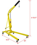Heavy Duty 2 Ton Folding Engine Hoist And Cherry Picker Shop Crane Lift With Six Heavy Duty Roller Casters dimensions 0-102.5" height