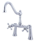 Old School Clawfoot Tub Filler Deck Mount High Arc Spout Solid Brass Ceramic Disc Cartridge Polished Chrome