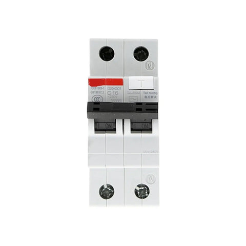 Top-Shelf Leakage Protection Circuit Breaker GSH201 Series, dual unit with 16A rating for home and business safety.