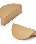 Champagne Bronze Cabinet Cup Pulls 10 Pack Modern Drawer Handles set for kitchen, bar, wardrobe cabinets; shown in side and top view.