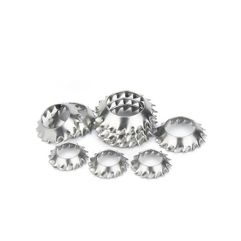 Conical Serrated Lock Washers Set 400Pcs External Tooth Funnel Saw Shaped Locking Washers M6 Heavy Duty Vibration Resistant Fasteners