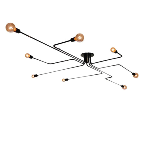 Eight Light Black Circuit Board Flush Mount Ceiling Light, 45-Inch Modern Square-Pattern Fixture with sleek design.