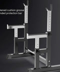 Adjustable Multifunction Squat Rack With Dip Stand And Barbell Holder For Home Gym featuring thickened cushion groove