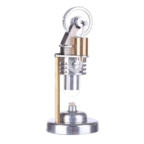 Stirling Engine Kit With Metal Piston And Cool Cylinder, Quartz Heating Tube, Micro Vertical Model, Ready-To-Operate Setup For Hands-On STEM Fun, Durable Metal Build, Includes Alcohol Lamp For Quick Start Learning, front view