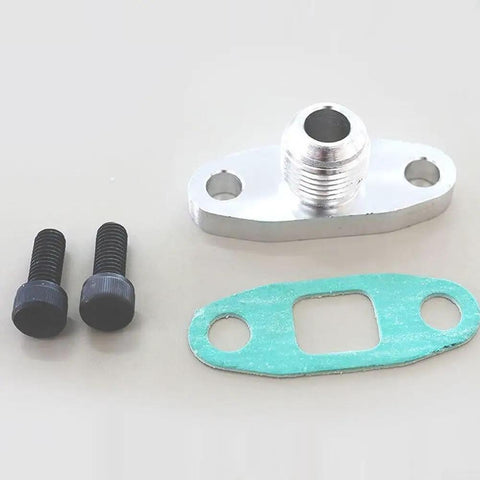 Up Your Game With This AN10 Turbo Oil Drain Flange Adapter Kit Built From Solid T6061 Aluminum CNC Machined Perfect For GT28 T25 T30 And T35 Engines It Comes Loaded With M8 Bolts And Lasting Gasket Set For Serious Swag And Total Engine Protection You; aluminum AN10 turbo oil drain flange adapter, M8 bolts, gasket