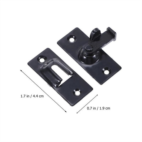 SSWKTCRPZ 304 Stainless Steel Sliding Bolt Latch 90 Degree Gate Door Lock in black, showing latch and catch for secure door closure.