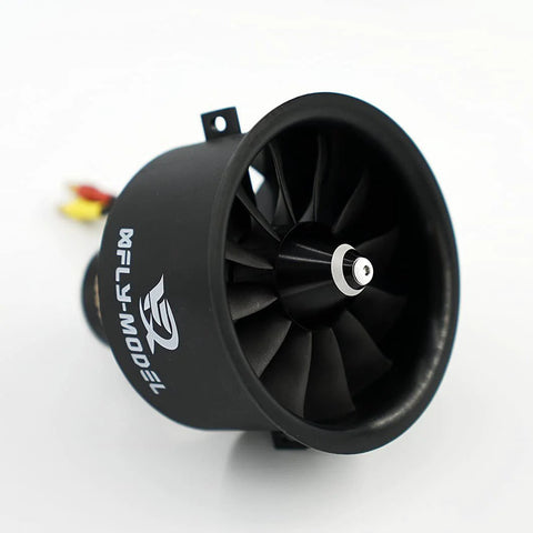 64mm 12 Blade EDF Ducted Fan With 4S 2840-KV3200 Brushless Outrunner Motor For RC Jet Aircraft Beefy High-Performance Model Jet Engine With CNC Laser Spinner Finish And Matte EDF Housing