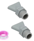 Two Pack 1/4 Inch BSPT Male Duckbill Wind Nozzles For Compressed Air Systems, grey ABS body with PTFE tape, flat spray design