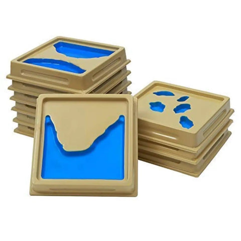 Water And Land Form Tray Set For Kids Learning Toy Terrain Cognition Montessori Geography Aids With Wooden Molds