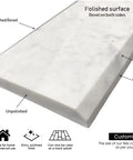 Carrara Marble Doorway Threshold Marble Saddle, Polished 4x24, Grayish White Natural Stone Floor Transition Strip with annotations