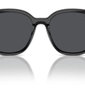 Front view of Dope Square Frame Sunglasses With Black Frames And Dark Grey Lenses, 66mm UV Protection, Model RB4423D.