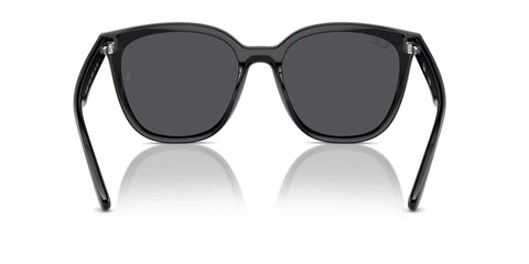Front view of Dope Square Frame Sunglasses With Black Frames And Dark Grey Lenses, 66mm UV Protection, Model RB4423D.